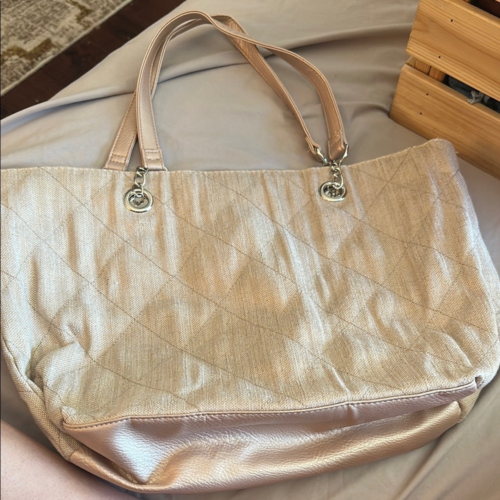 Elegant Cream Tote with Textured Design